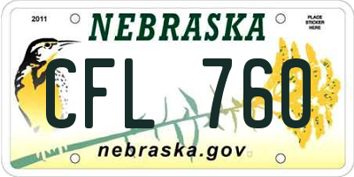 NE license plate CFL760