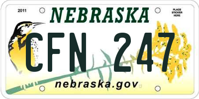 NE license plate CFN247