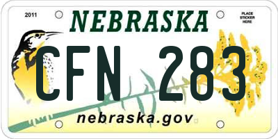 NE license plate CFN283