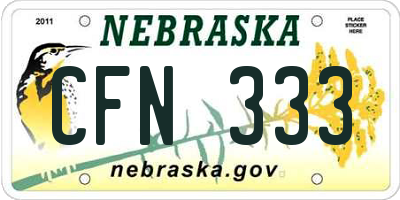 NE license plate CFN333