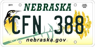 NE license plate CFN388