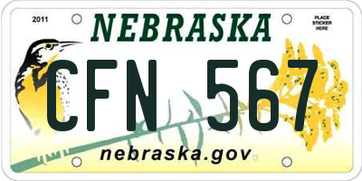 NE license plate CFN567