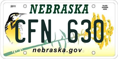NE license plate CFN630