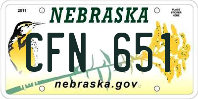 NE license plate CFN651