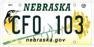 NE license plate CFO103