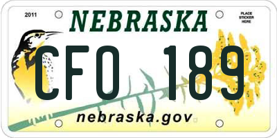 NE license plate CFO189