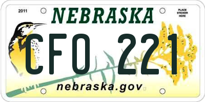 NE license plate CFO221