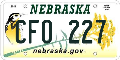 NE license plate CFO227