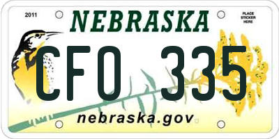 NE license plate CFO335
