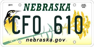 NE license plate CFO610