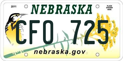 NE license plate CFO725