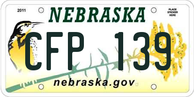 NE license plate CFP139