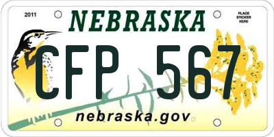 NE license plate CFP567