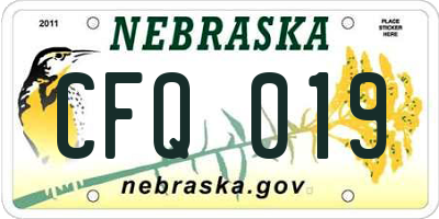 NE license plate CFQ019