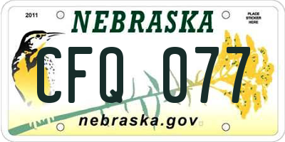 NE license plate CFQ077