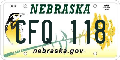 NE license plate CFQ118