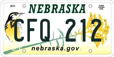 NE license plate CFQ212