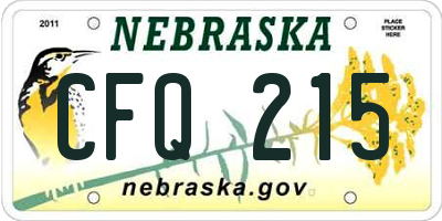 NE license plate CFQ215
