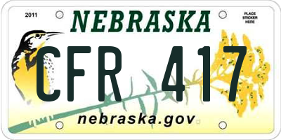 NE license plate CFR417