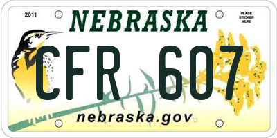 NE license plate CFR607