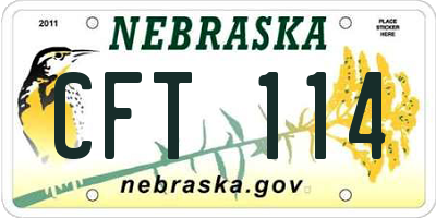 NE license plate CFT114