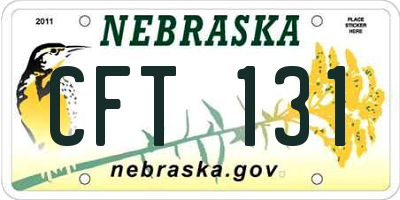 NE license plate CFT131