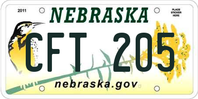 NE license plate CFT205