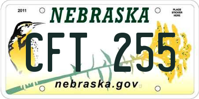 NE license plate CFT255