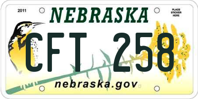 NE license plate CFT258