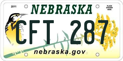 NE license plate CFT287