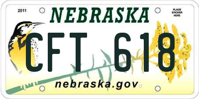 NE license plate CFT618