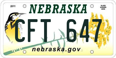 NE license plate CFT647