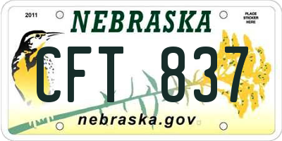 NE license plate CFT837