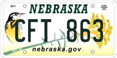 NE license plate CFT863