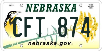 NE license plate CFT874