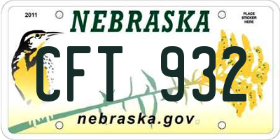 NE license plate CFT932