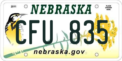 NE license plate CFU835