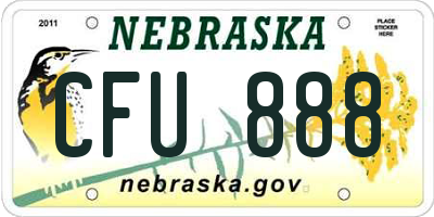 NE license plate CFU888