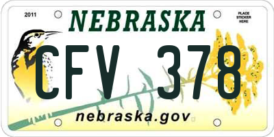 NE license plate CFV378