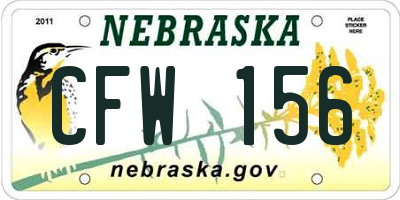 NE license plate CFW156