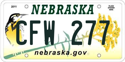 NE license plate CFW277