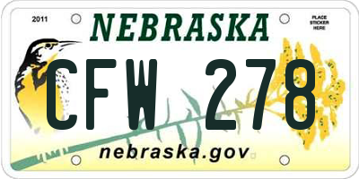 NE license plate CFW278