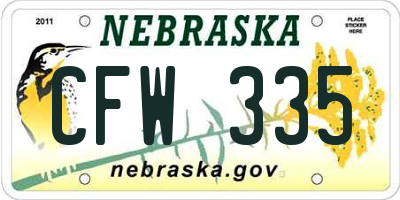 NE license plate CFW335
