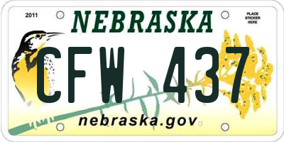 NE license plate CFW437