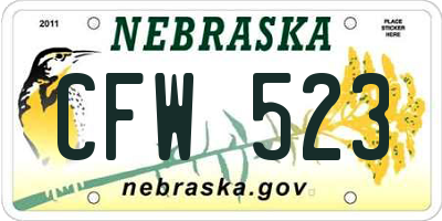 NE license plate CFW523