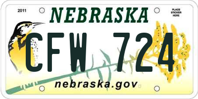 NE license plate CFW724