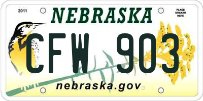 NE license plate CFW903