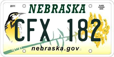 NE license plate CFX182