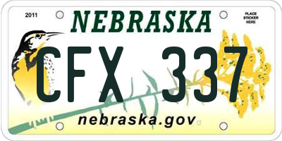 NE license plate CFX337