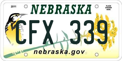 NE license plate CFX339